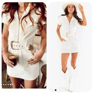 Show Me Your MuMu Outlaw Dress Ivory Corduroy